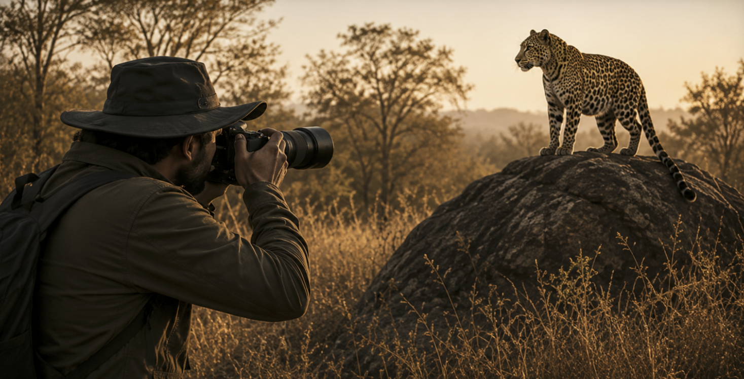 Wildlife photographer in the field