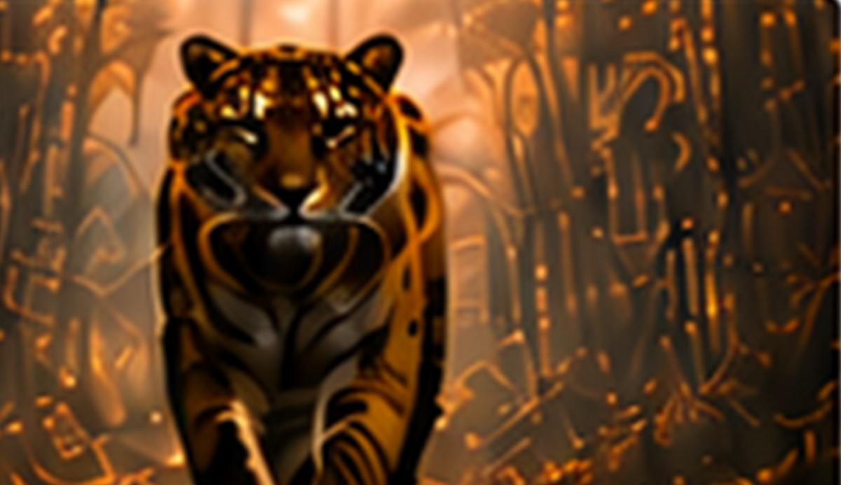 Tiger walking through the forest